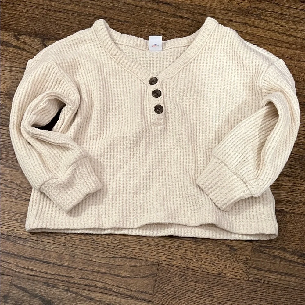 Old Navy Cream Kids Waffle Knit Henley
